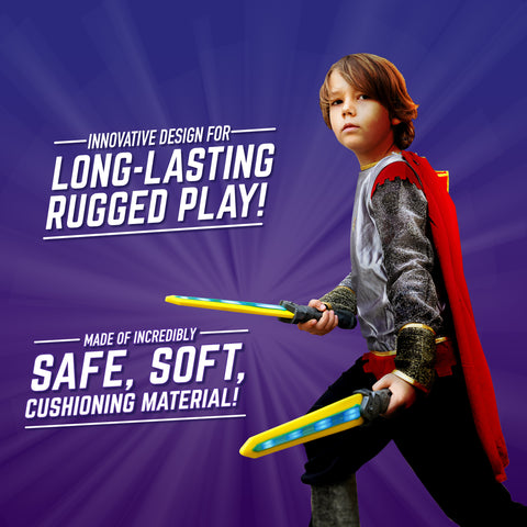 GeoSword 18-inch Dueling Gladiator Play Swords with LED Lights & Movement-Activated Battle Sounds