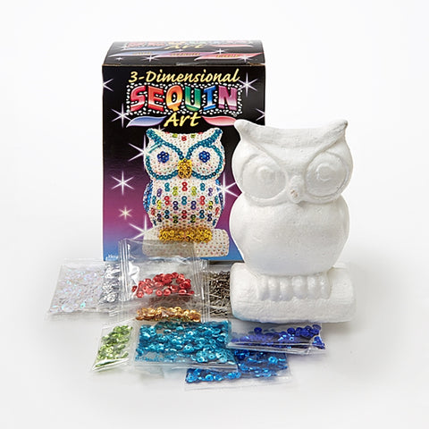 OWL Sequin Art 3D Sculpture - Sparkling DIY Decorative Craft Kit